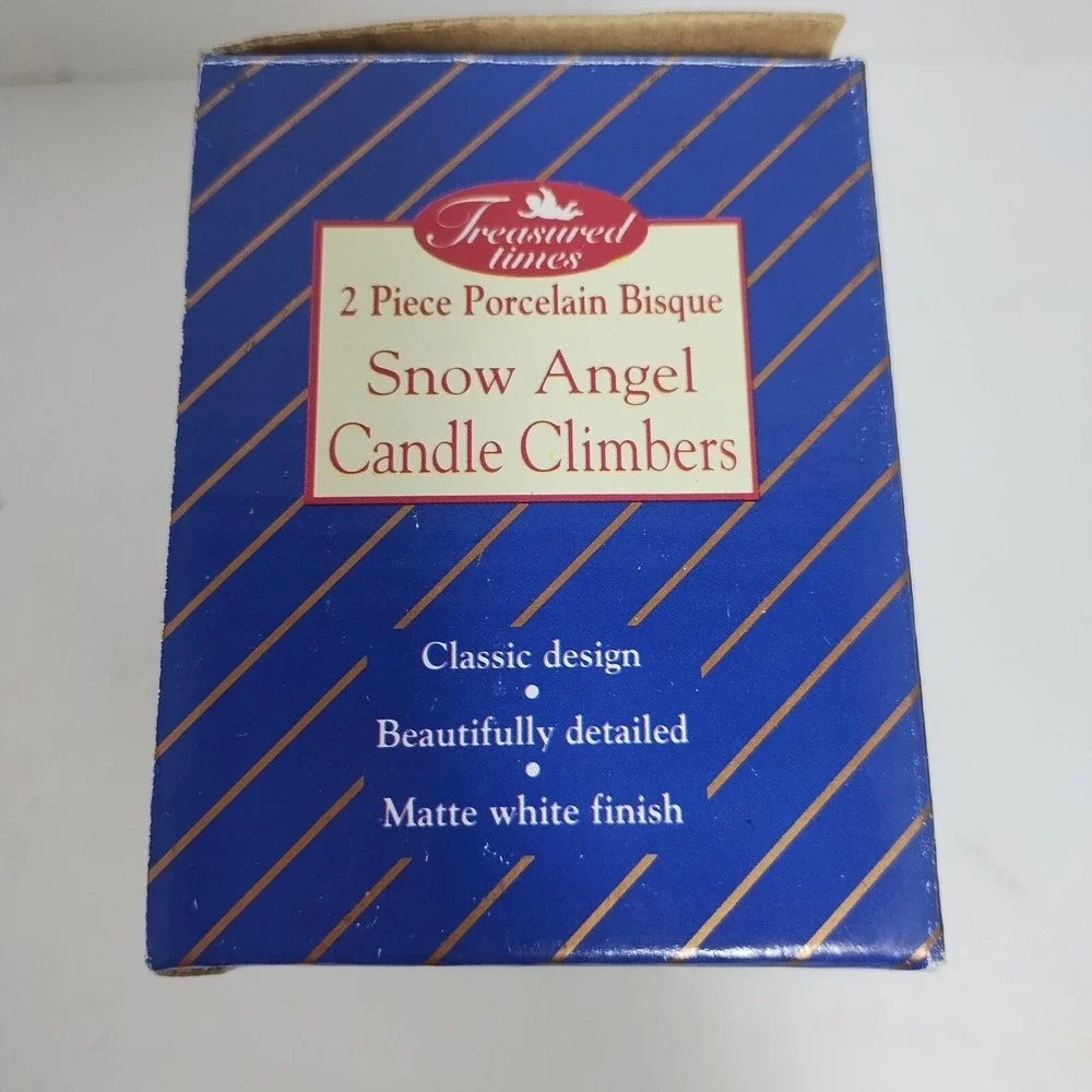 Pair Of Vintage Christmas Angel Candle‎ Climber Huggers Porcelain Set of 2 White